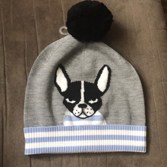 kate spade Accessories - KATE SPADE Intarsia French Bulldog Wool Beanie